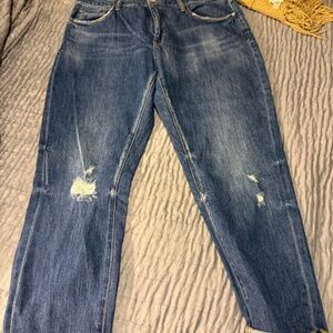 Anthropolgie Pilcro Slim Boyfriend Crop Distressed Jeans Size 32